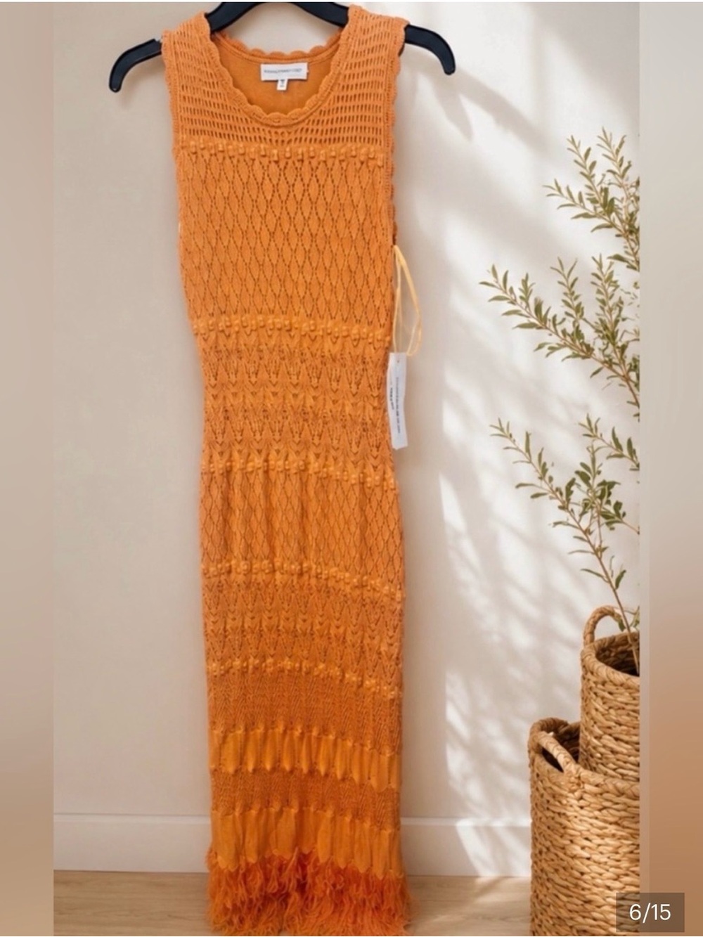 Torn by Ronny Kobo Open-Back Crochet Maxi Dress - Orange - Picture 5 of 8